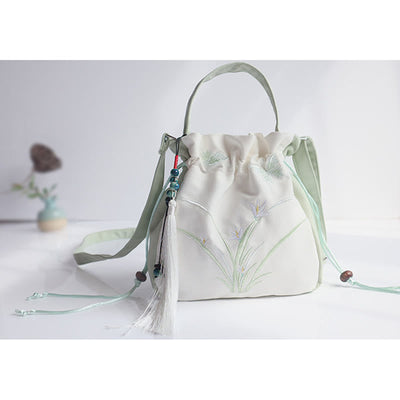 Buddha Stones Handmade Embroidered Flowers Canvas Tote Shoulder Bag Handbag Bag BS 15