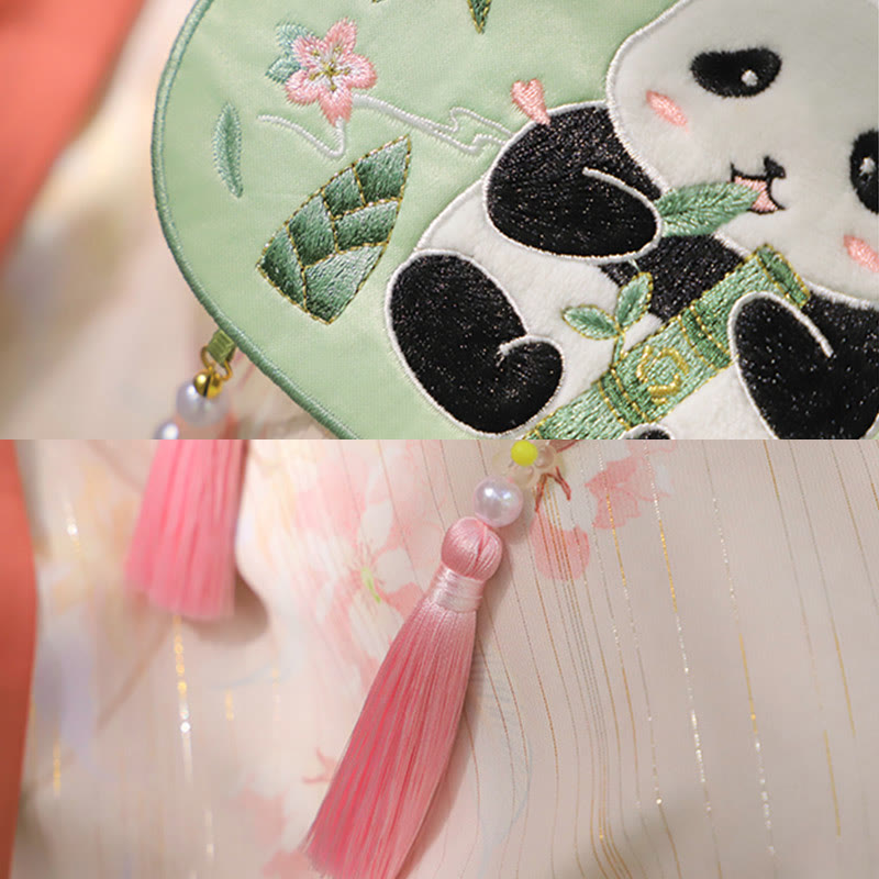 Buddha Stones Embroidery Lucky Panda Cat Shiba Inu Deer Rabbit Fox Flower Cute Animal Hanfu Bag Crossbody Bag Shoulder Bag Bag BS 6