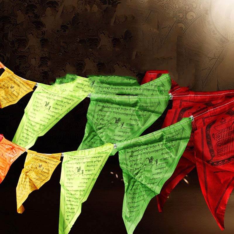 Buddha Stones Tibetan Blessing Outdoor 25 Pcs Triangle Prayer Flag Decoration Decorations buddhastoneshop 11