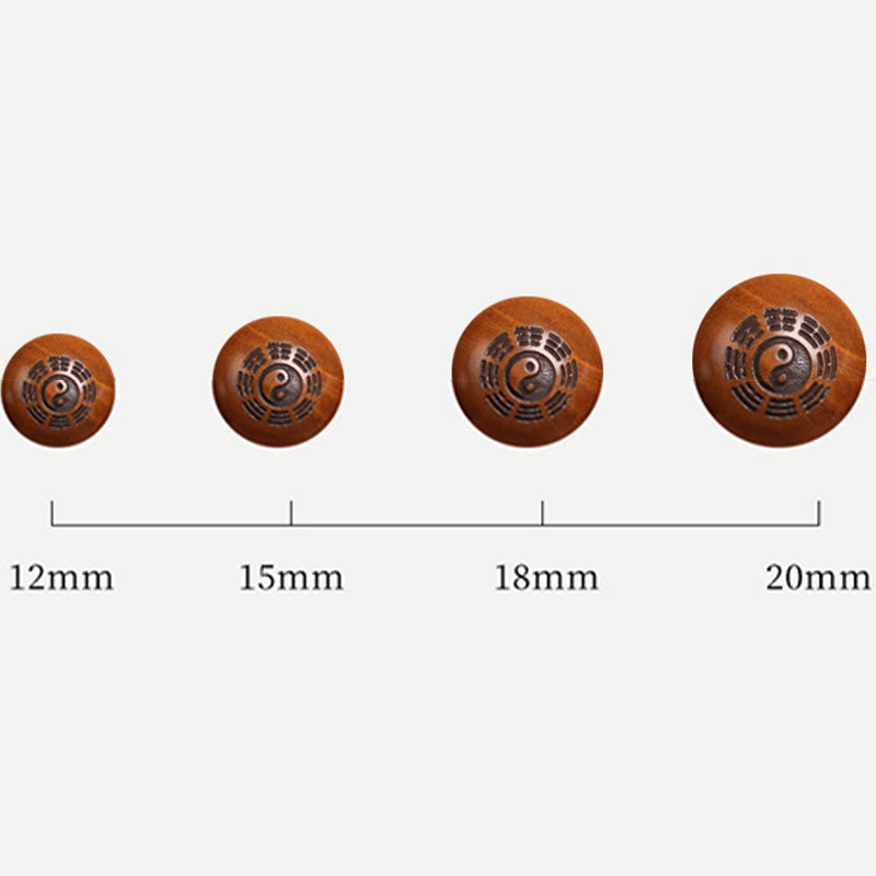 Buddha Stones Lightning Struck Jujube Wood Yin Yang Bagua Taoist Taboo Scripture Symbol Engraved Luck Bracelet Bracelet BS 13