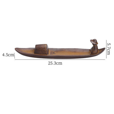 Buddha Stones A Lonely Fisherman Afloat Ceramic Healing Incense Burner Incense Burner BS 13