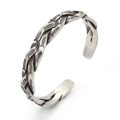 Buddha Stones Koi Fish Twisted Design Luck Wealth Cuff Bracelet Bangle Bracelet Bangle BS 1