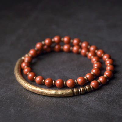 Buddha Stones Red Jasper Moss Agate Black Obsidian Crystal Copper Peace Couple Bracelet Bracelet BS 8