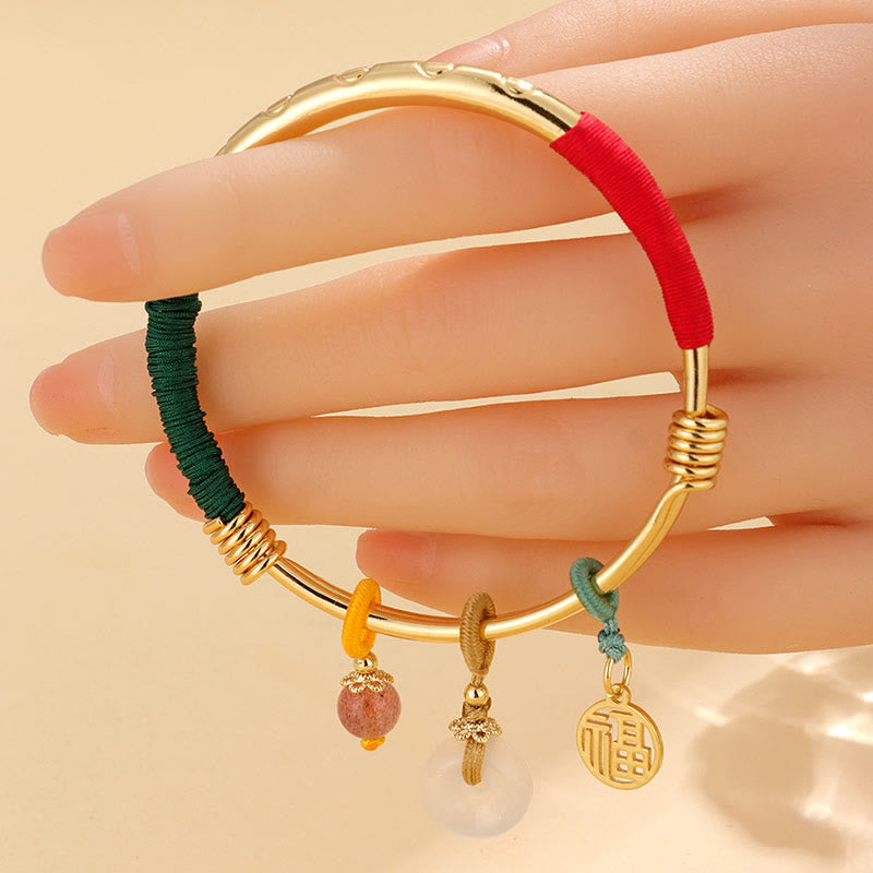 Buddha Stones Pink Crystal Peace Buckle Lucky Flower Love Bracelet Bangle Bracelet Bangle BS 1