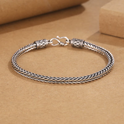 Buddha Stones Vintage Dragon Keel Braided Twisted Design Wealth Buckle Bracelet Bracelet BS 22cm