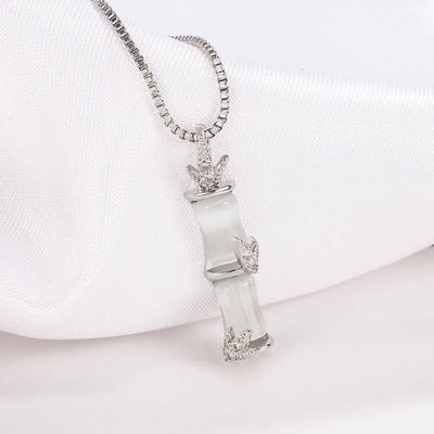 Buddha Stones Chalcedony Bamboo Pattern Harmony Necklace Pendant Necklaces & Pendants BS 10