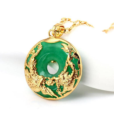 Collier de prospérité en jade naturel Foviel