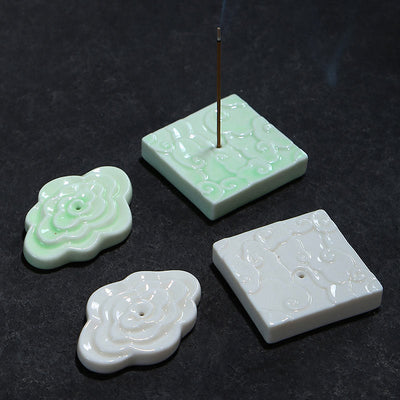 Buddha Stones Mini Auspicious Clouds Design Healing Stick Ceramic Small Incense Burner Decoration Incense Burner BS 1