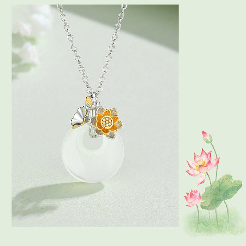 Buddha Stones 925 Sterling Silver Round Chalcedony Twelve Months Flower Harmony Necklace Pendant Necklaces & Pendants BS 14