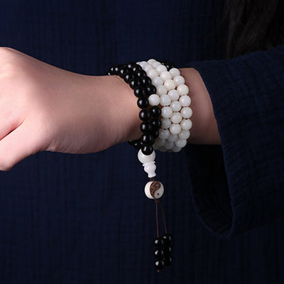 Collier mala de protection YinYang en ébène Foviel