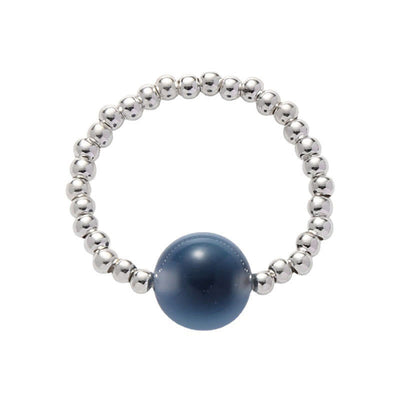 Buddha Stones 925 Sterling Silver Blue Candy Agate Healing Bead Ring Ring BS 11