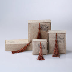 Buddha Stones Lotus Pattern Jewelry Storage Box Gift Box Tassels Decorations BS main
