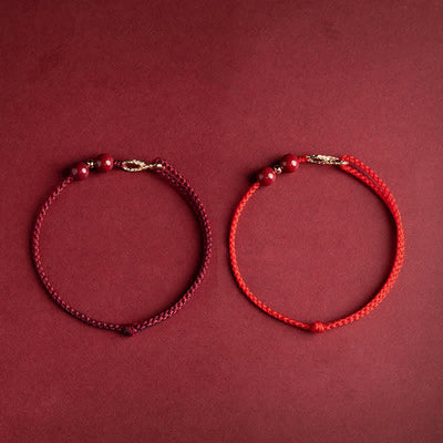 Buddha Stones Cinnabar Blessing Red String 14K Gold Infinity Symbol Bracelet Anklet Bracelet Anklet BS 11