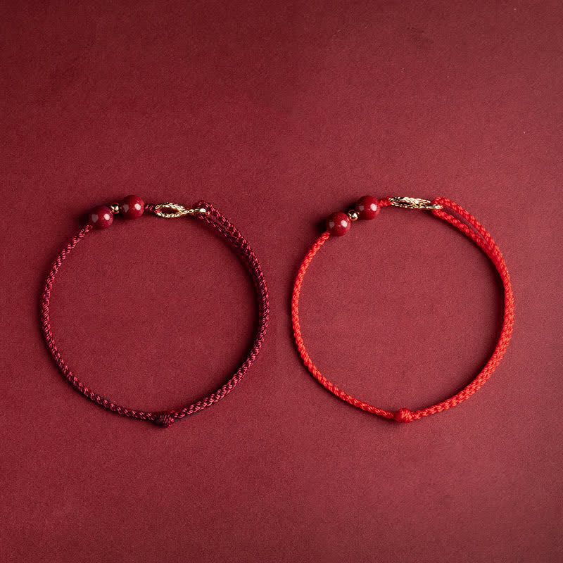 Buddha Stones Cinnabar Blessing Red String 14K Gold Infinity Symbol Bracelet Anklet Bracelet Anklet BS 11