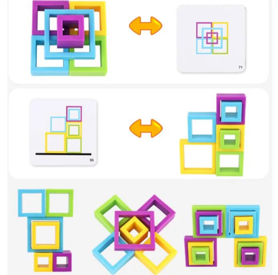 Fidtoy You Have Been Framed Intelligence Game, jeu de puzzle d'association de formes avec des cadres colorés, 50 cartes recto-verso et un buzzer, pour 2 à 4 joueurs à partir de 6 ans