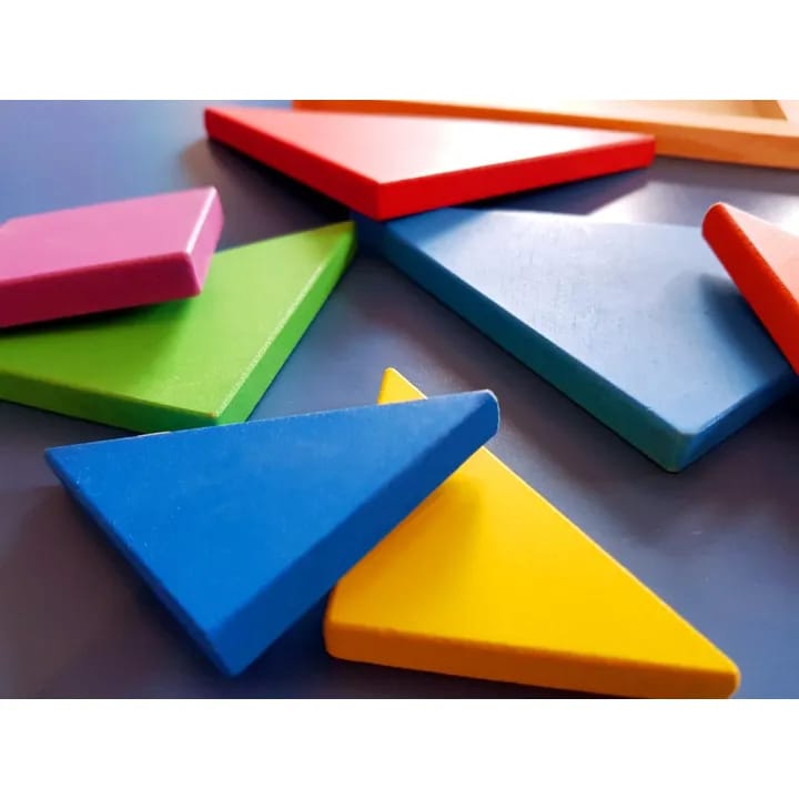 Fidtoy Wooden Tangram Intelligence Puzzle 7 Pieces, Classic Wooden Tangram Brain Teaser with 26 Challenges, Portable Shape Building Puzzle for Spatial Awareness and Problem Solving Ages 4+