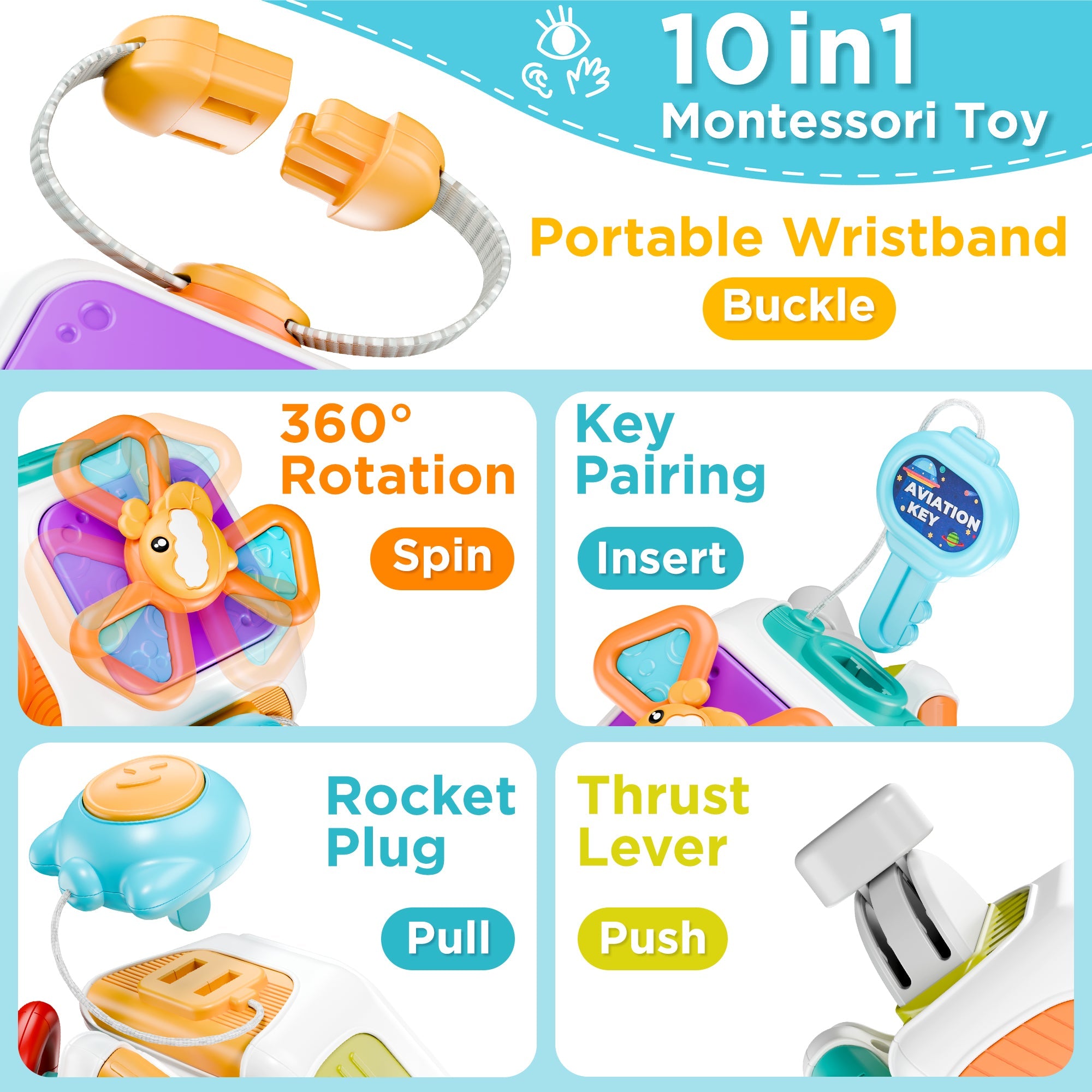 Fidtoy 10-in-1 Busy Cube Sensory Toy for Toddlers