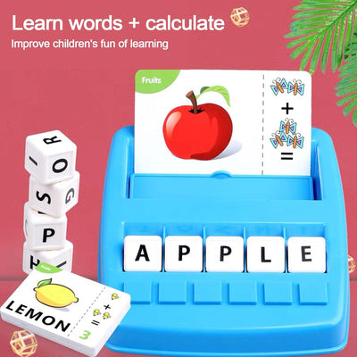 Fidtoy 2in1 Alphanumeric Word and Math Learning Kit, Plastic Preschool Spelling and Counting Game with 64 Word Cards, Letter Blocks, Number Blocks and Math Symbols Ages 2-6