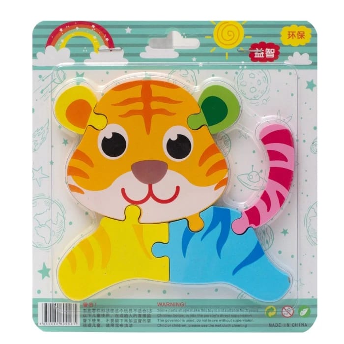 Fidtoy 3D Cute Learning Animal Jigsaw Puzzle - Random Design, Wooden Animal Puzzle for Toddlers, Preschool Spatial Skills and Early Learning Toy Ages 2-6
