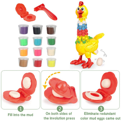 DIY Plumas Coloridas Gallina Masa para Jugar Ponedora de Huevos - 286