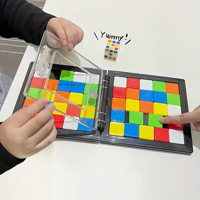 Fidtoy Multiplayer Magic Square Block Puzzle Game for Kids 5+ Portable Two Player Pattern Matching Board