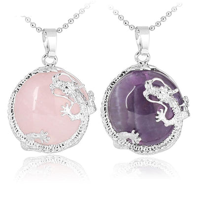 Buddha Stones Chinese Dragon Natural Quartz Crystal Healing Energy Necklace Pendant Necklaces & Pendants BS main