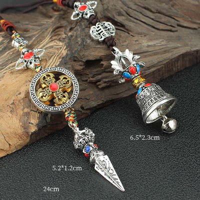 Buddha Stones Tibet Om Mani Padme Hum Vajra Dorje Spiritual Car Hanging Decoration Car Hanging Decoration BS 12
