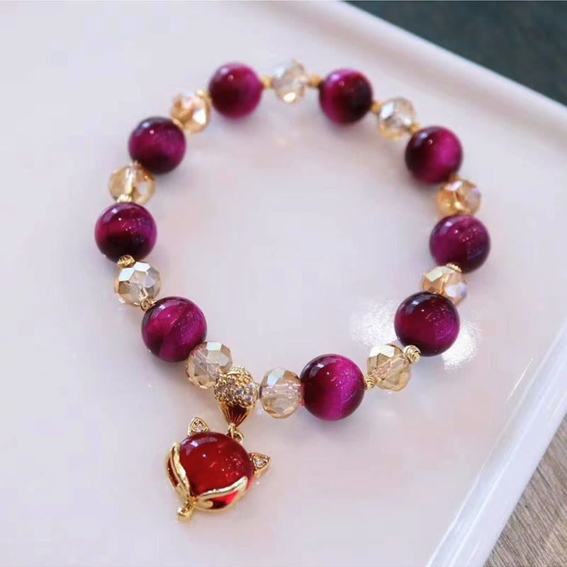 Foviel Rot Tigerauge PiXiu Fox Schutz Selbstbewusstsein Armband