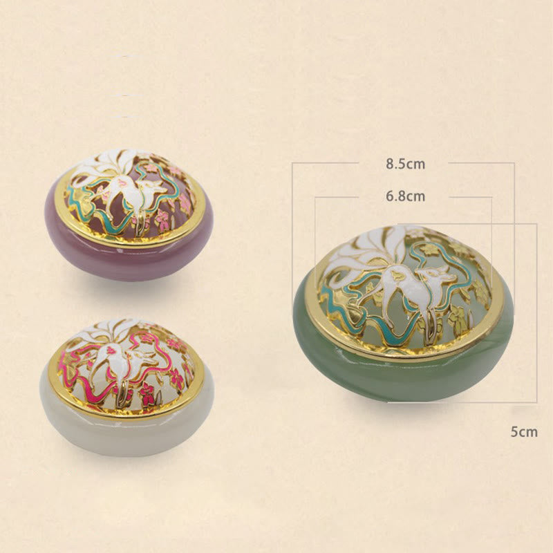 Buddha Stones Nine Tailed Fox Liuli Crystal Healing Meditation Incense Burner Incense Burner BS 16