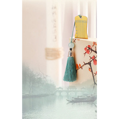Buddha Stones Classical Musical Instruments Pipa Guzheng Guqin Ruan Metal Bookmarks Tassel With Gift Box Bookmarks BS 13