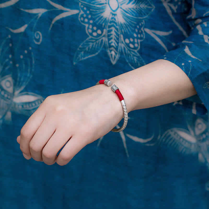 Buddha Stones Tibet Om Mani Padme Hum Luck Red String Bracelet Bangle Bracelet Bangle BS 2
