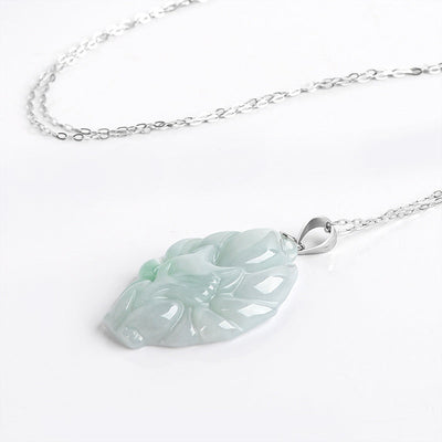 Buddha Stones Natural Jade Nine Tailed Fox Prosperity Titanium Steel Chain Necklace Pendant - image 7