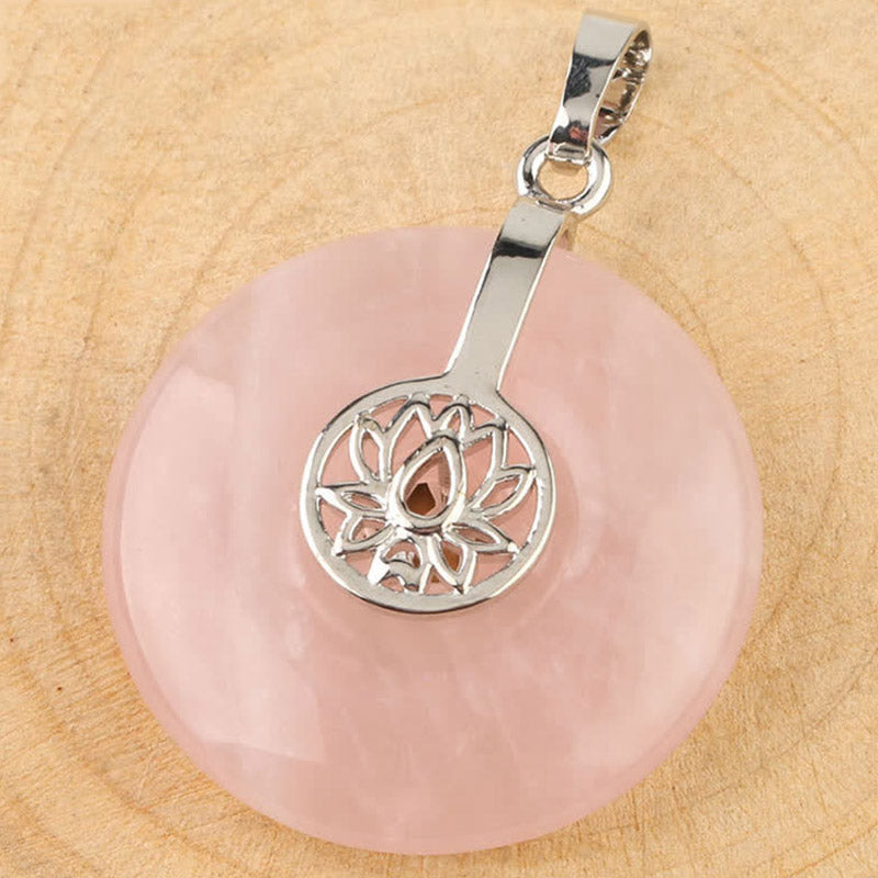 Buddha Stones Various Crystal Amethyst Pink Crystal Lotus Healing Necklace Pendant Necklaces & Pendants BS 9