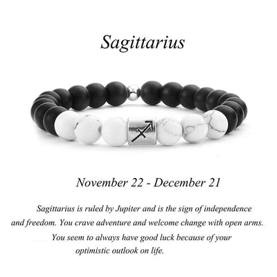 Buddha Stones 12 Constellations of the Zodiac Natural Frosted Stone White Turquoise Bead Fortune Bracelet Bracelet BS Sagittarius