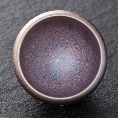 Buddha Stones Vintage Purple Rainbow Chinese Jianzhan Kiln Change Porcelain Teacup Kung Fu Tea Cup Jian Zhan Tea Cup BS 9cm*6cm*140ml