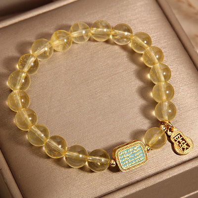 Buddha Stones Natural Citrine Five Scriptures Generosity Bracelet Bracelet BS 4