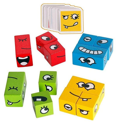 Fidtoy Wooden Facial Expression Matching Game – Educational Memory & Logic Puzzle Toy for Kids Ages 3+