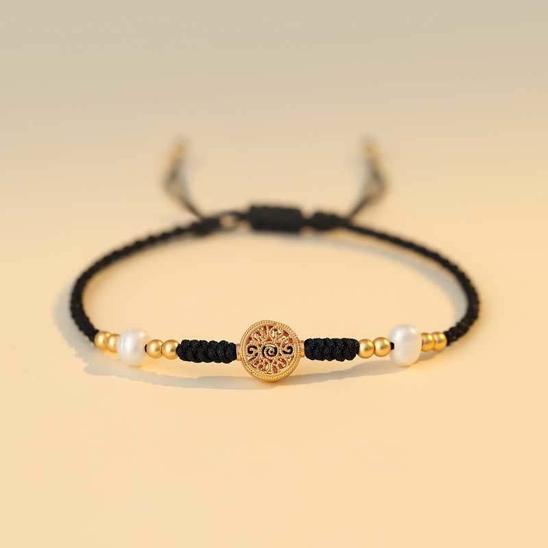 Buddha Stones Copper Coin Fortune Tree Luck Strength Braided Bracelet Bracelet BS Fortune Tree Black(Wrist Circumference 14-18cm)