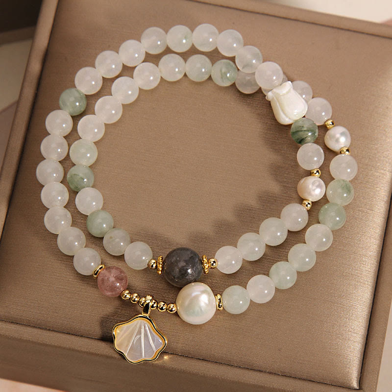 Buddha Stones Double Layer Jade Shell Luck Bracelet Bracelet BS 3