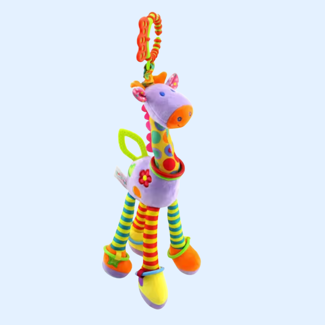 Fidtoy Plush Hanging Giraffe Baby Toy for Car Seat Stroller Sensory Development