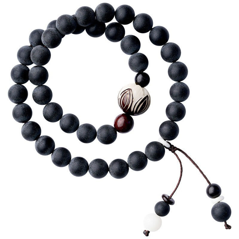 Buddha Stones Tibetan Double Layer Cypress Bodhi Lotus Healing Bracelet Bracelet BS 8