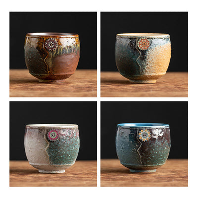 Buddha Stones Sunflower Kiln Change Ceramic Coffee Mug Tea Latte Espresso Coffee Cup 250ml Coffee Mug BS 18