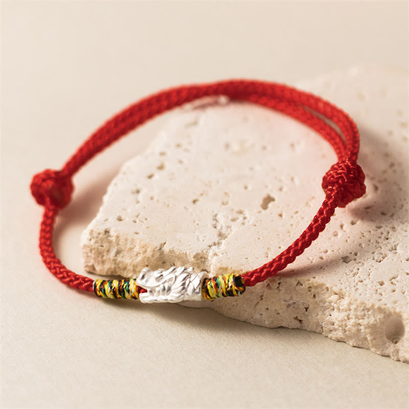 Buddha Stones 925 Sterling Silver Year of the Dragon Luck Strength Red Rope Bracelet Bracelet BS 3