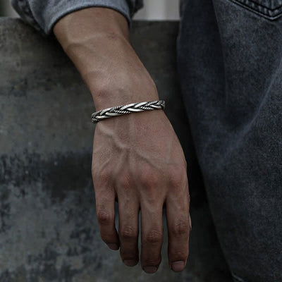 Buddha Stones Viking Style Twisted Braided Pattern Copper Balance Bracelet Bangle - image 8