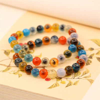 Buddha Stones Colorful Candy Agate Healing Strength Bead Bracelet Bracelet BS 15