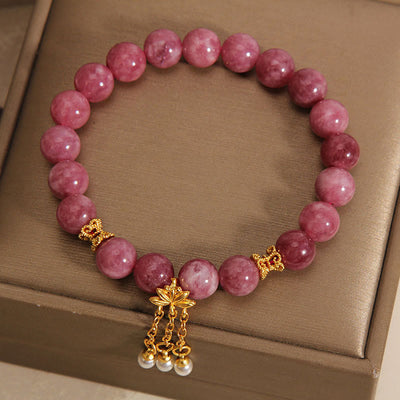 Buddha Stones Pink Tourmaline Lotus Flower Positive Bracelet Bracelet BS 3