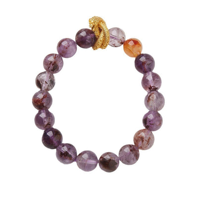 Buddha Stones Purple Phantom Copper Gold-plated Dragon Wisdom Bracelet Bracelet BS 10