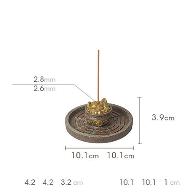 Buddha Stones Small Treasure Bowl Lucky Bag Bagua Tray Healing Ceramic Stick Incense Burner Decoration Incense Burner BS 10