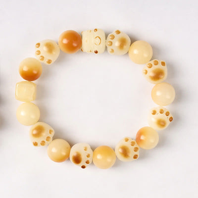 Buddha Stones Natural Bodhi Seed Sandalwood Lucky Cute Cat Head Paw Claw Peace Bracelet Bracelet BS Bodhi Seed Cat Paw(Wrist Circumference 14-17cm)