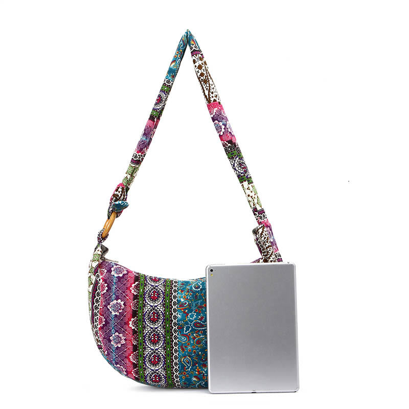 Buddha Stones Cotton Stripes Print Crossbody Bag Shoulder Bag Crossbody Bag&Shoulder Bag BS 10